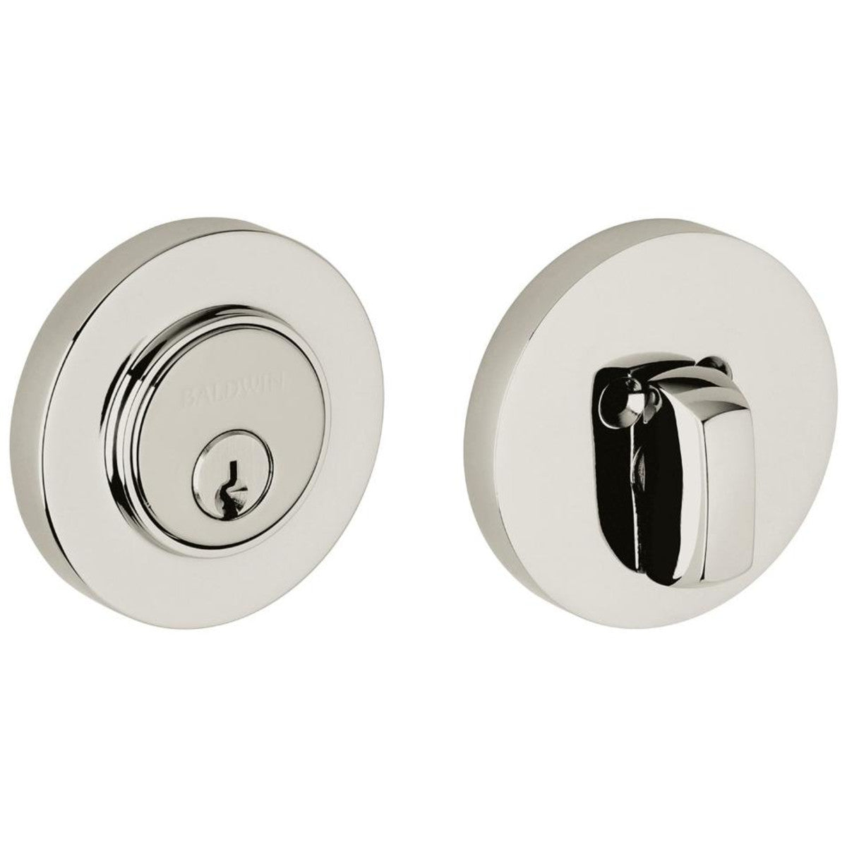 Baldwin 8244 Contemporary Solid Brass Single Cylinder Keyed Entry Deadbolt from the Estate Collection - Lifetime Polished Nickel