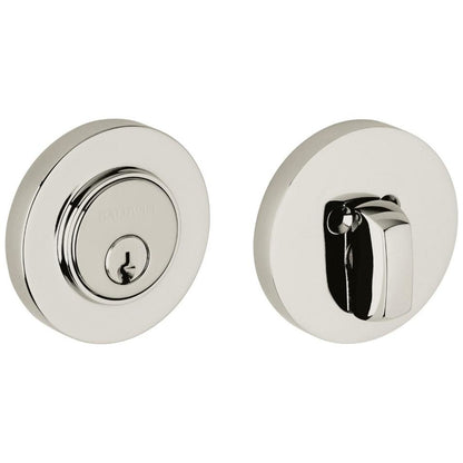 Baldwin 8244 Contemporary Solid Brass Single Cylinder Keyed Entry Deadbolt from the Estate Collection - Lifetime Polished Nickel