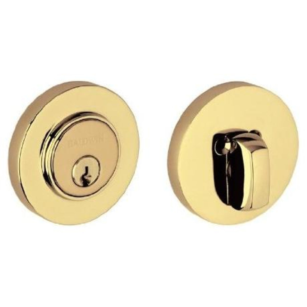 Baldwin 8244 Contemporary Solid Brass Single Cylinder Keyed Entry Deadbolt from the Estate Collection - Satin Brass and Brown