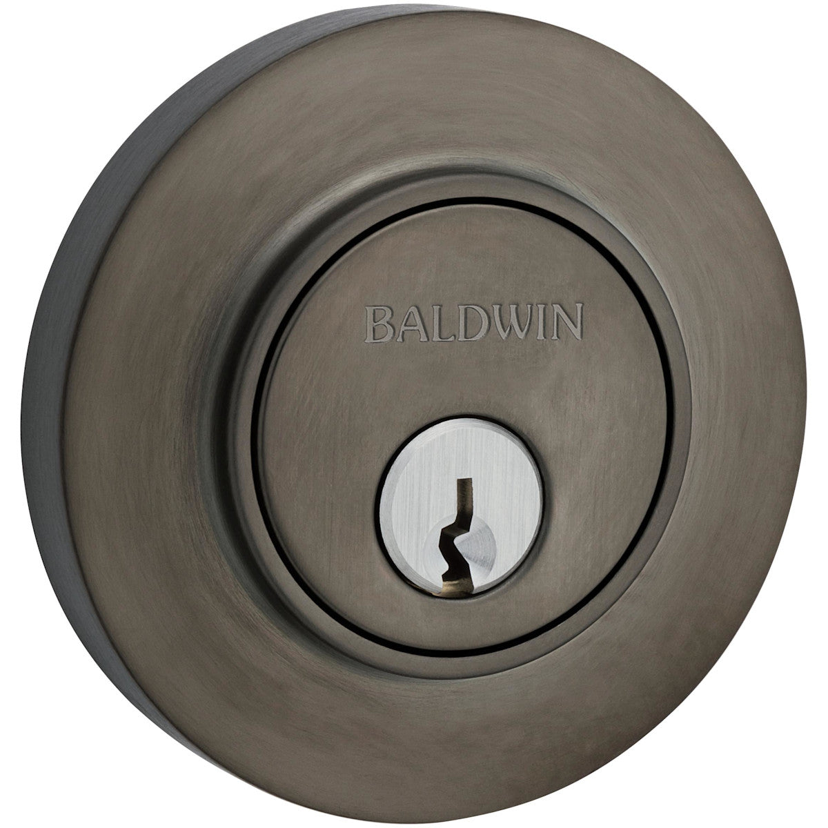 Baldwin 8244 Contemporary Solid Brass Single Cylinder Keyed Entry Deadbolt from the Estate Collection - Lifetime Graphite Nickel