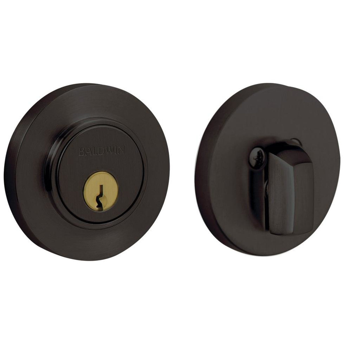 Baldwin 8244 Contemporary Solid Brass Single Cylinder Keyed Entry Deadbolt from the Estate Collection - Oil Rubbed Bronze