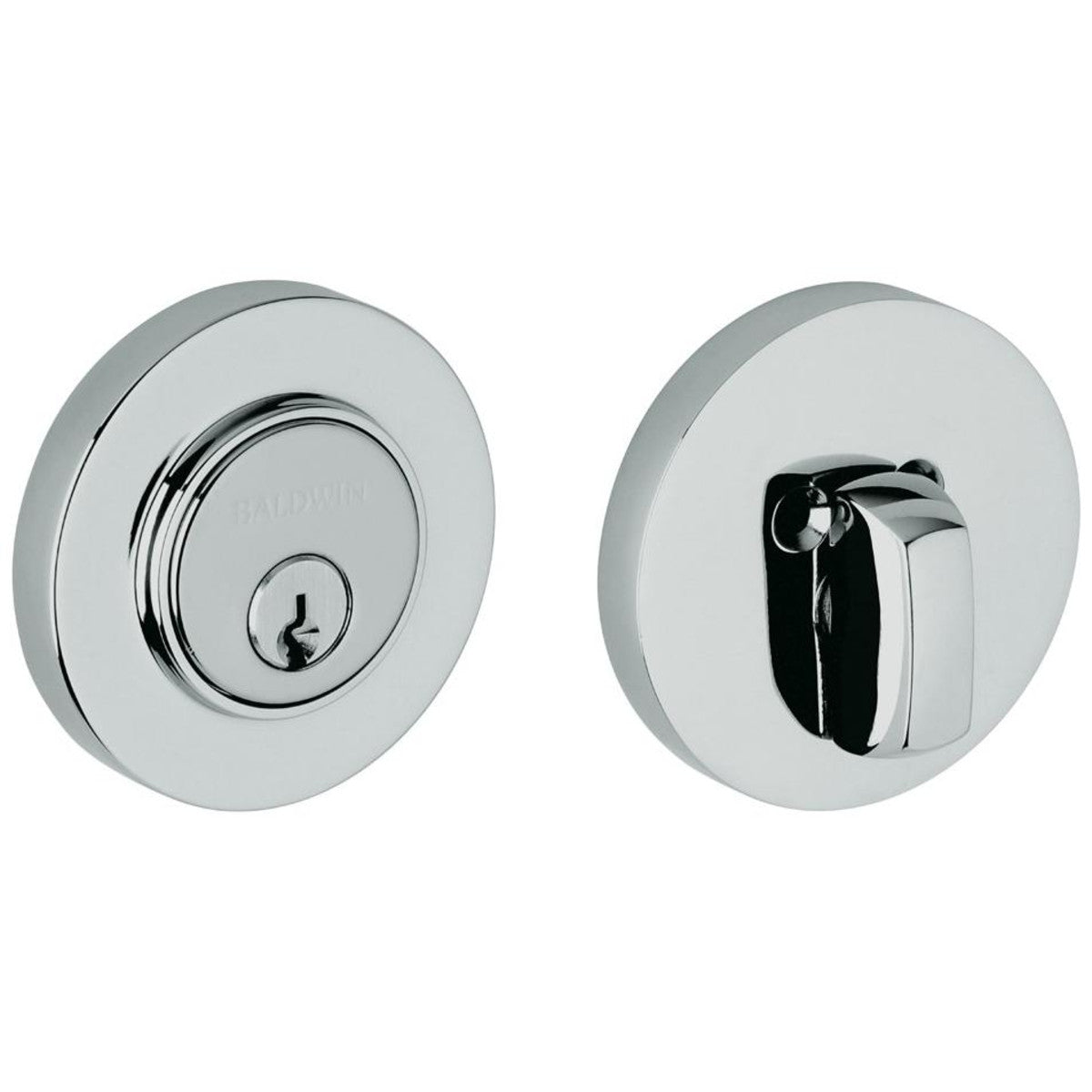 Baldwin 8244 Contemporary Solid Brass Single Cylinder Keyed Entry Deadbolt from the Estate Collection - Polished Chrome