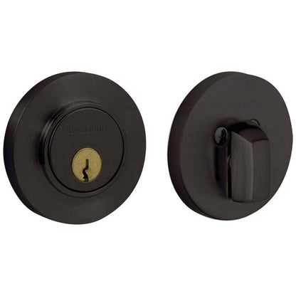 Baldwin 8244 Contemporary Solid Brass Single Cylinder Keyed Entry Deadbolt from the Estate Collection - Distressed Oil Rubbed Bronze