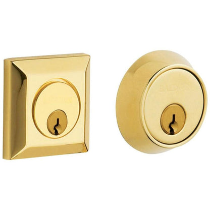 8255 Baldwin Squared Double Cylinder Deadbolt - Lifetime Polished Brass