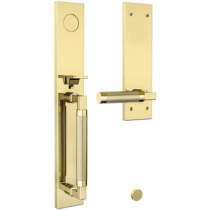 85317.RFD Gramercy Knurled dummy handleset - Lifetime Polished Brass