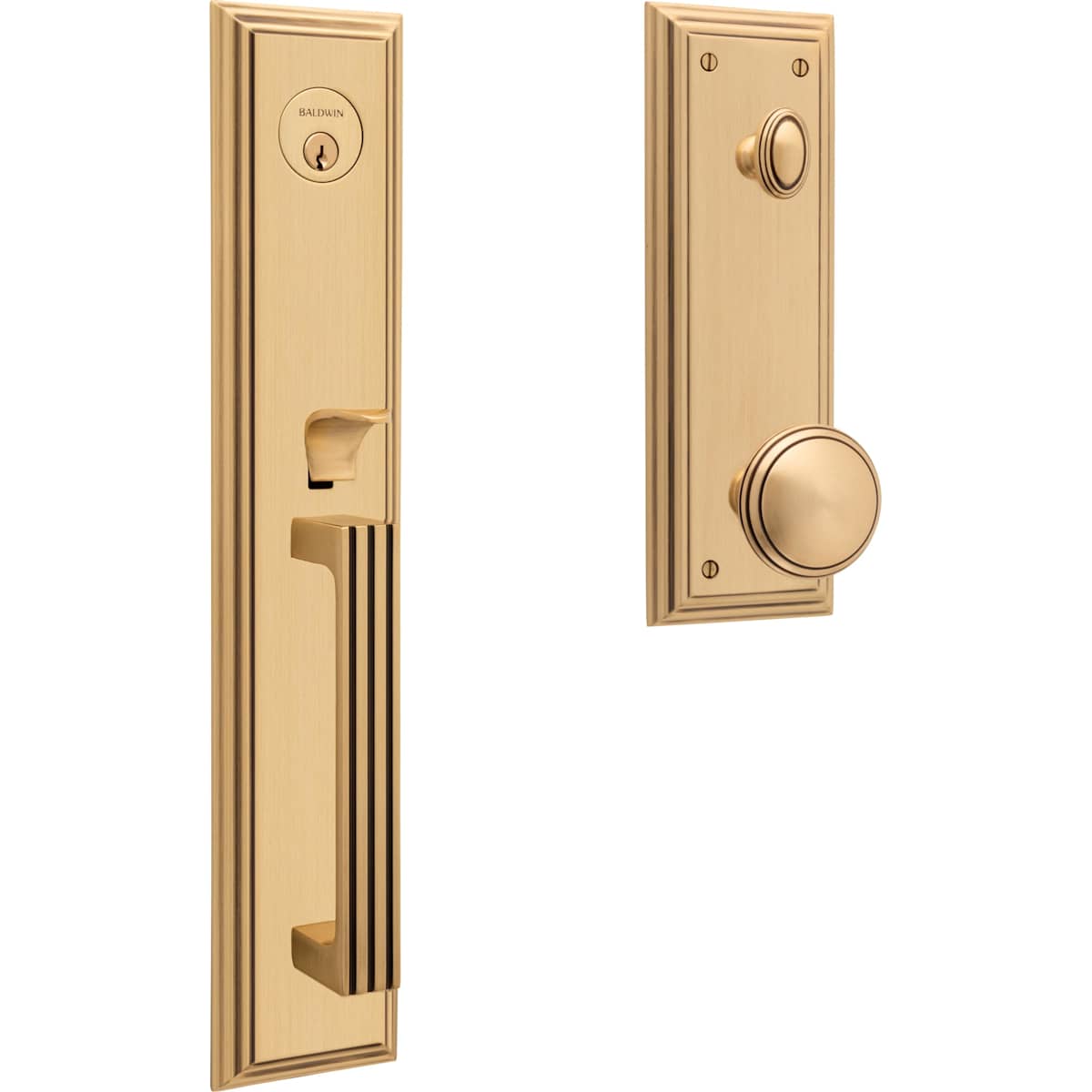 Estate 85342 Tremont Handleset – Entry – Less Interior Trim – Satin Brass and Brown