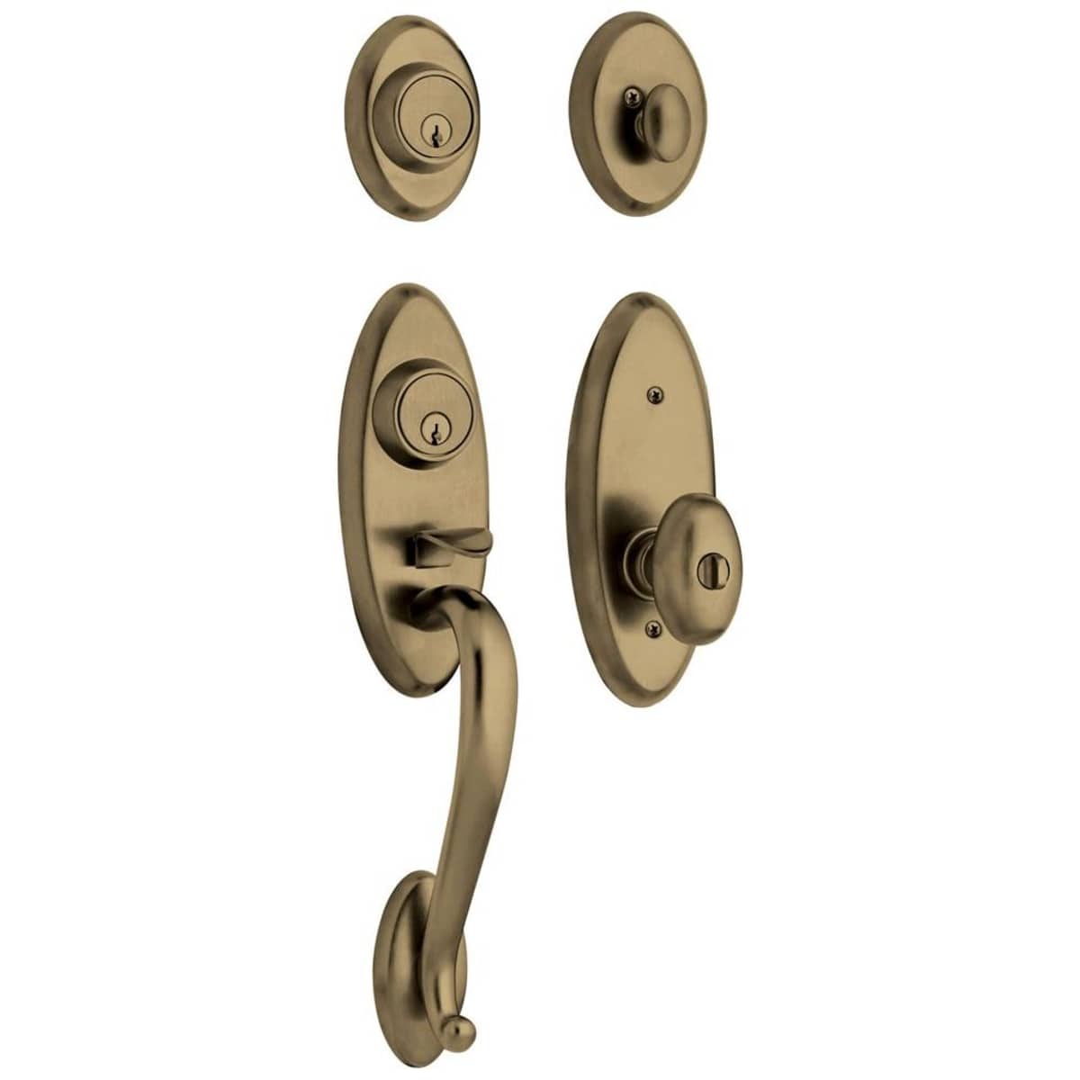 Estate 85345 Landon Handleset – Dummy – Satin Brass and Black – Right Hand