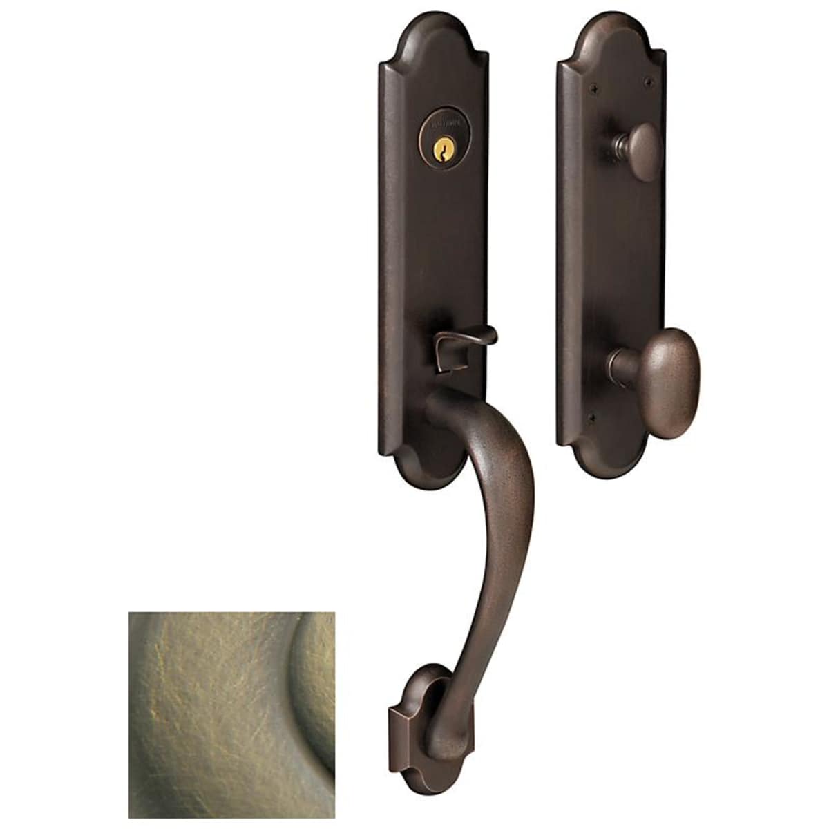 Estate 85354 Boulder Handleset – Entry – Satin Brass and Black – Right Hand