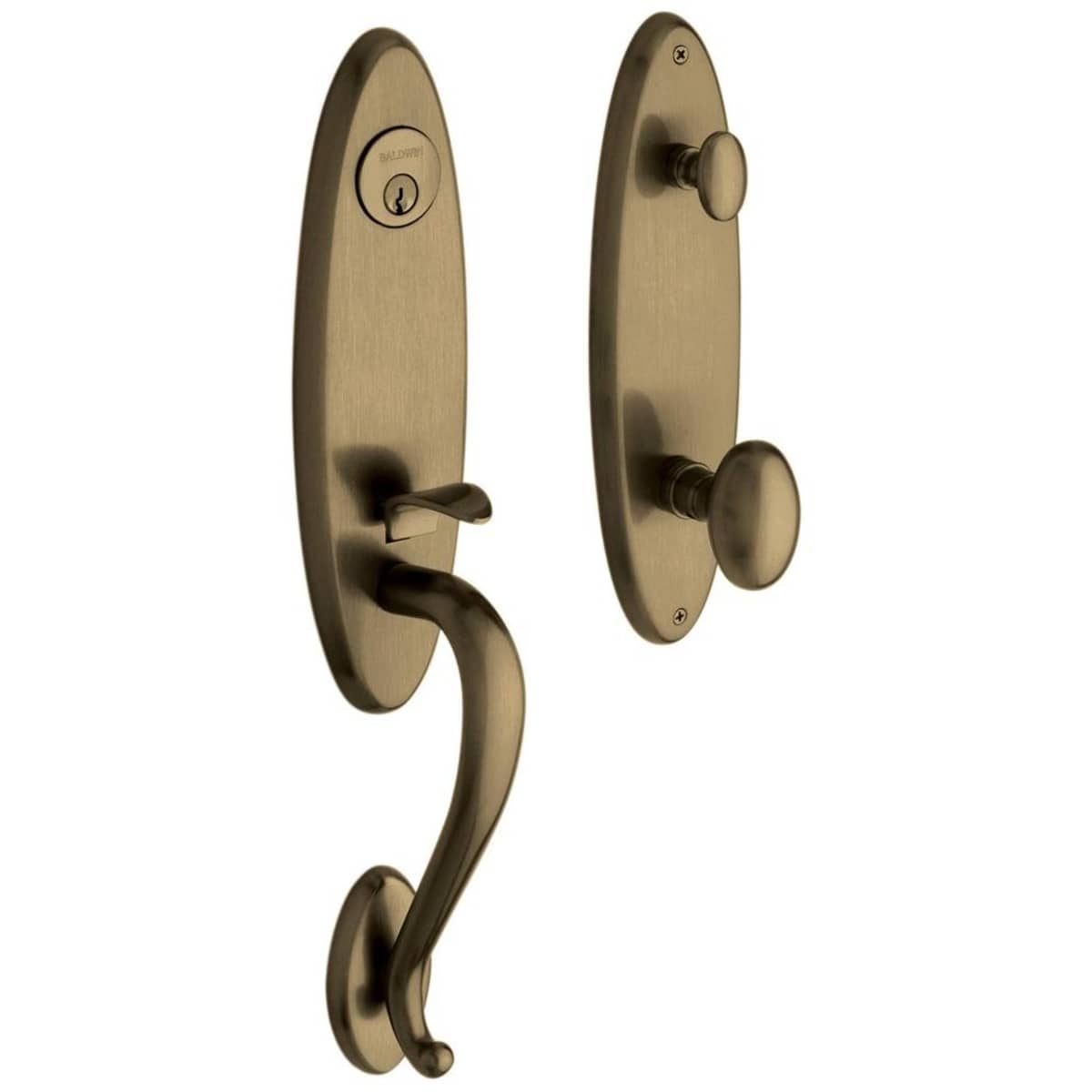 Estate 85360 Blakely Handleset – Entry – Satin Brass and Black – Right Hand