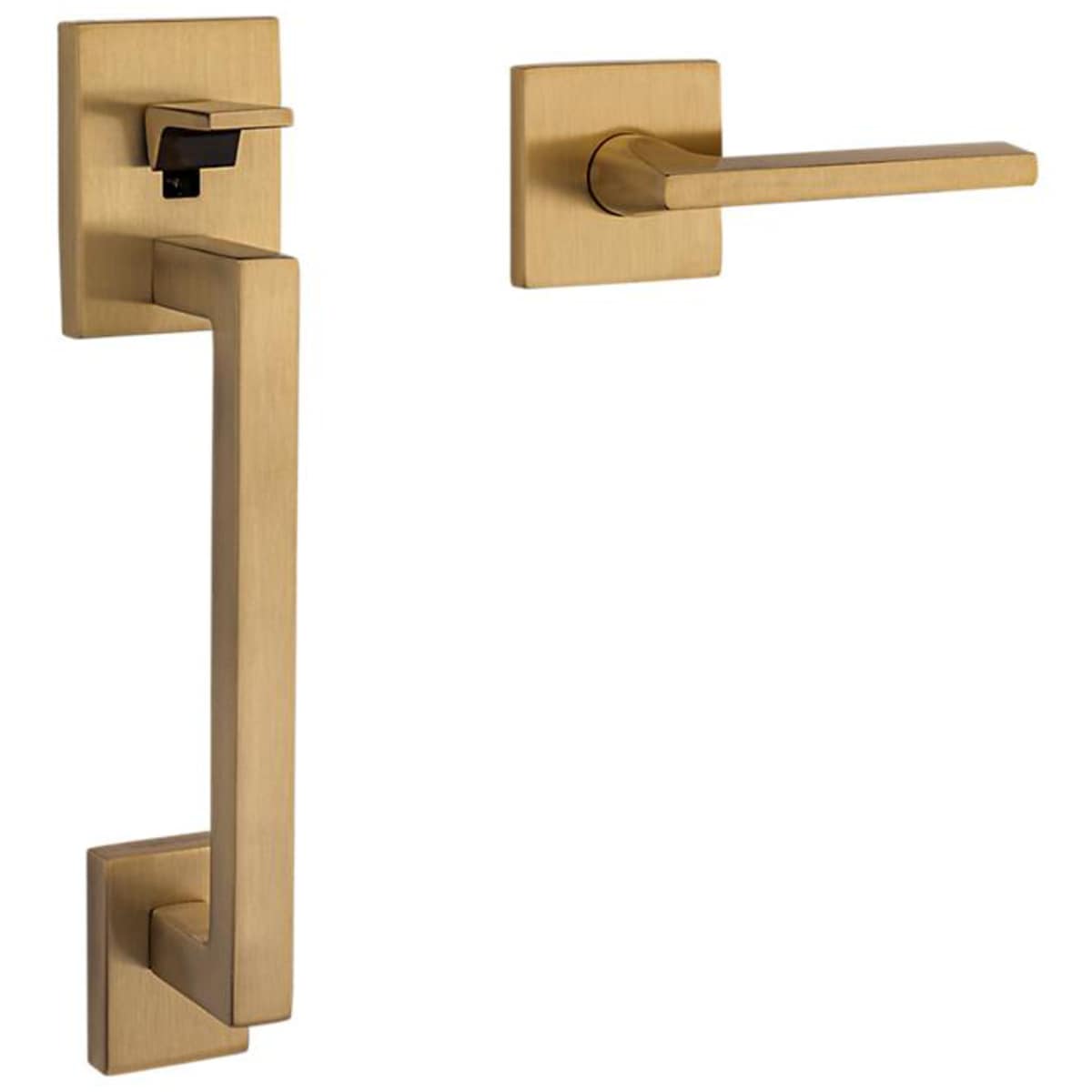 Baldwin Minneapolis Sectional Handleset with 5162 Lever – Minus Deadbolt - Satin Brass and Black - Right Hand Full Dummy