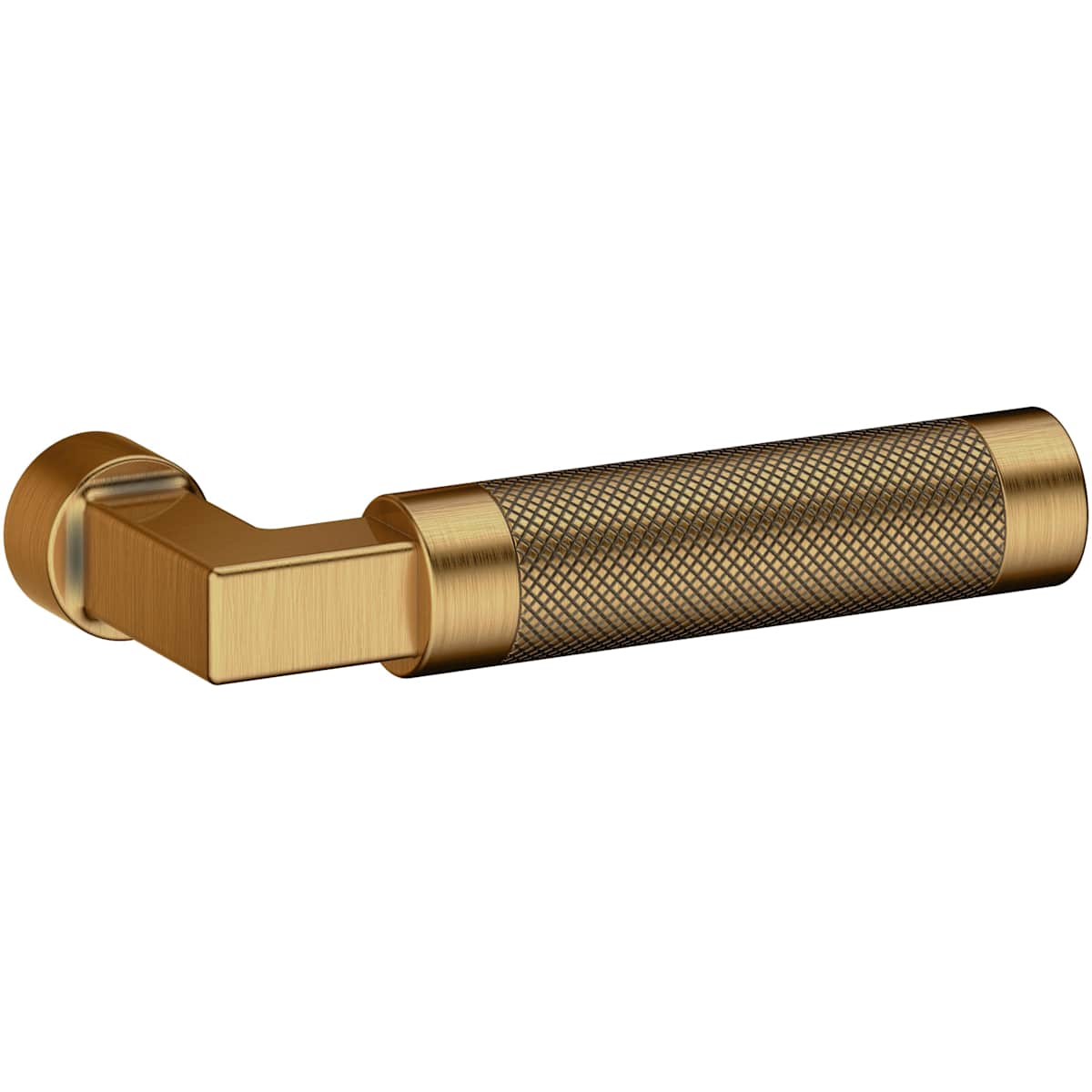 Estate L030 Gramercy Knurled Right Handed Single Door Lever without Rosette – Satin Brass and Brown