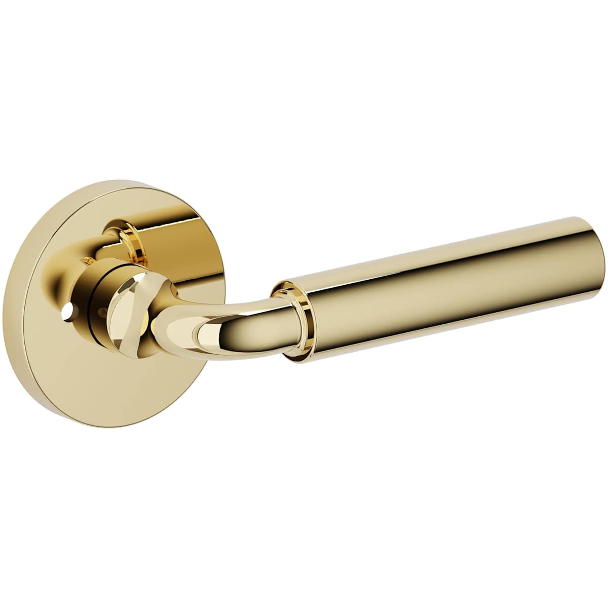 Estate L031 Curved Gramercy Privacy Door Lever Set with 5146 Rose – Non-Lacquered Brass
