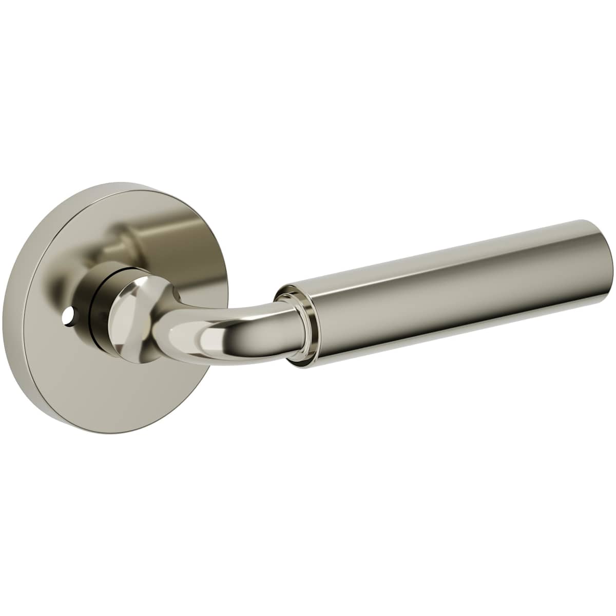 Estate L031 Curved Gramercy Privacy Door Lever Set with 5146 Rose – Lifetime Polished Nickel