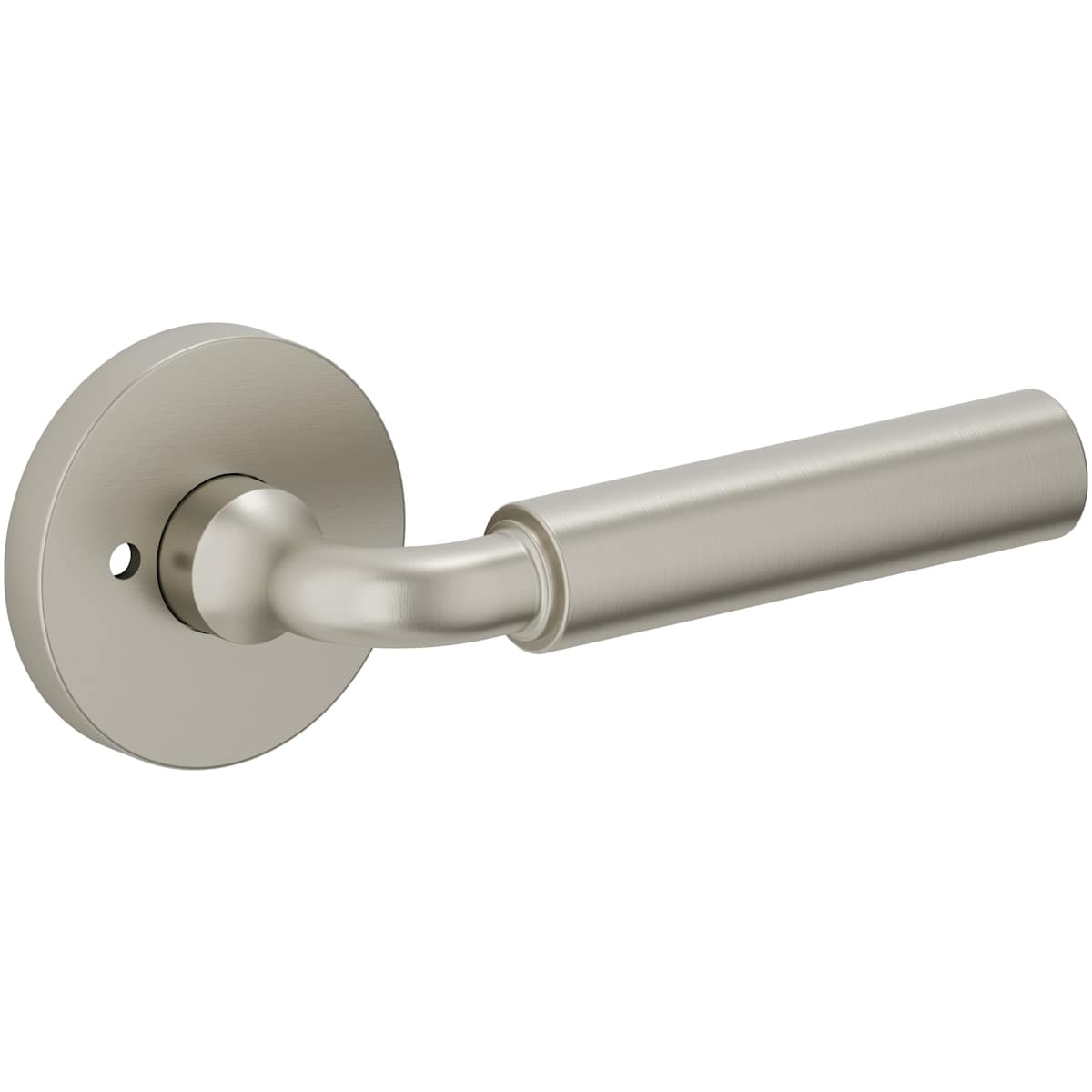 Estate L031 Curved Gramercy Privacy Door Lever Set with 5146 Rose – Lifetime Satin Nickel