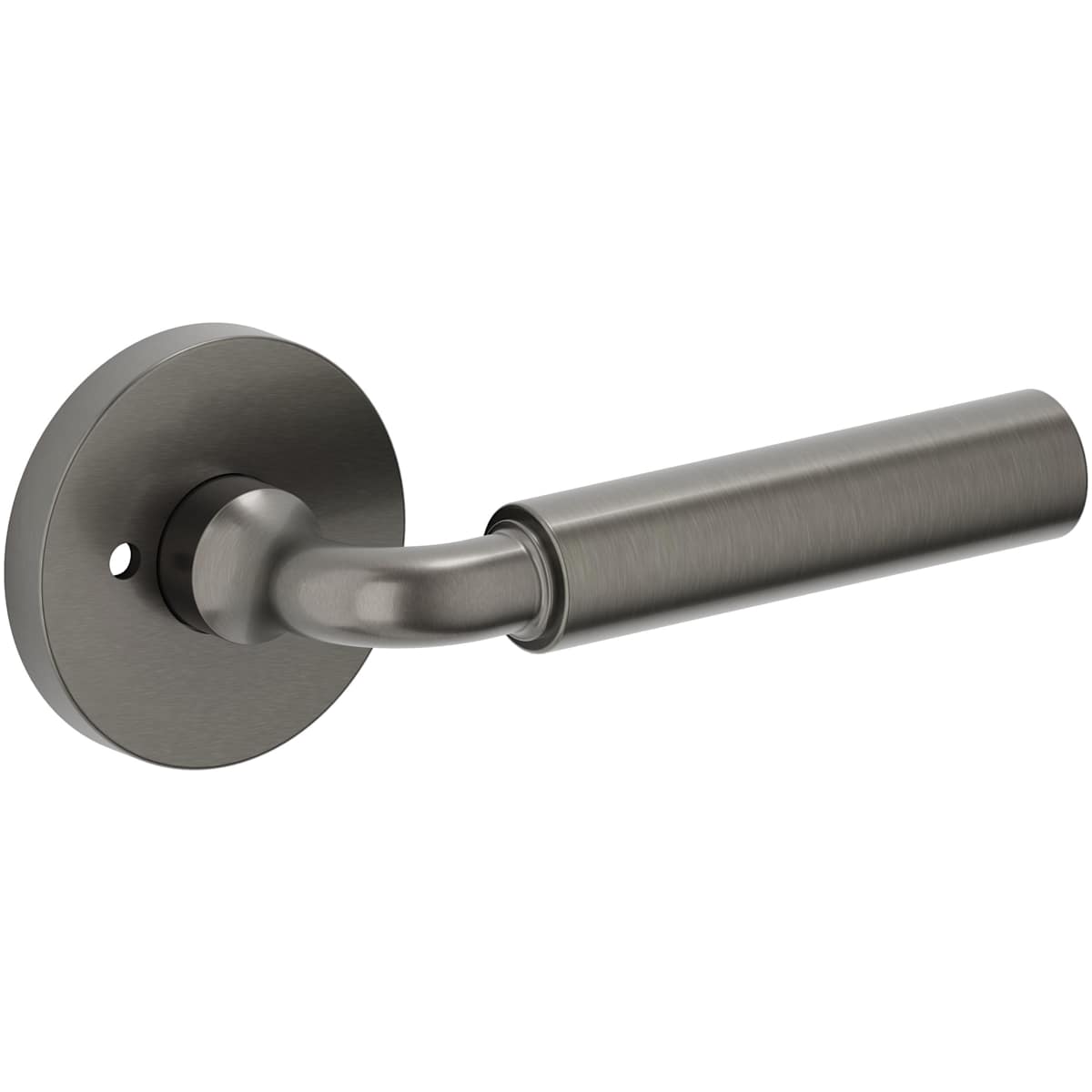 Estate L031 Curved Gramercy Privacy Door Lever Set with 5146 Rose – Lifetime Graphite Nickel