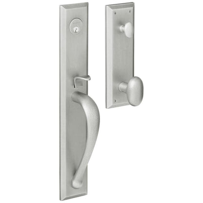 Baldwin Cody Full Mortise Handleset Trim with 5432 Knob - Satin Brass and Black - Full Dummy