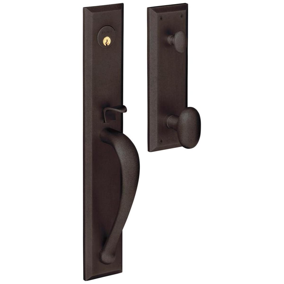 Baldwin Cody Full Mortise Handleset Trim with 5432 Knob - Distressed Oil Rubbed Bronze - Full Dummy