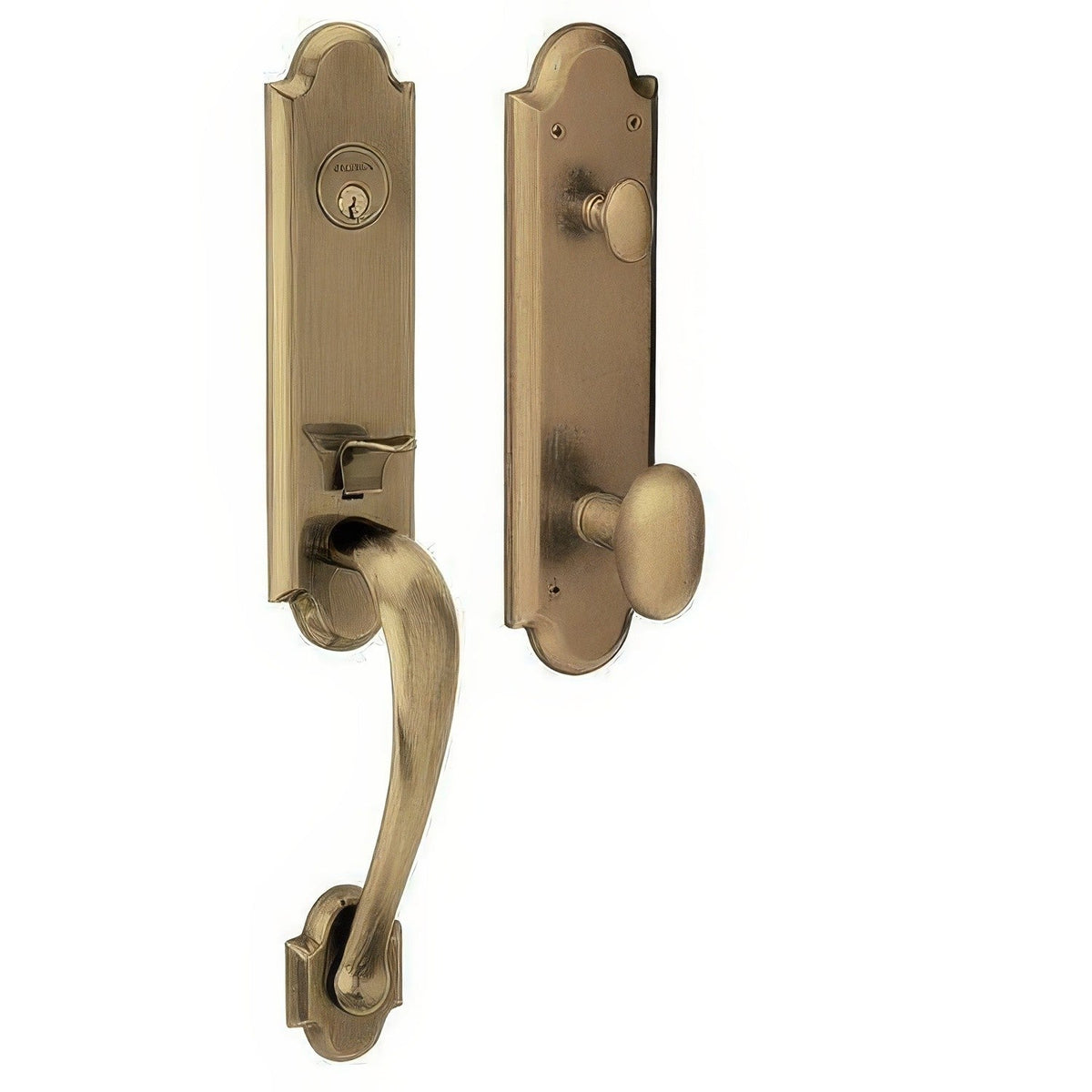 Boulder 3/4-Escutcheon Baldwin mortise door lock in Satin Brass and Black