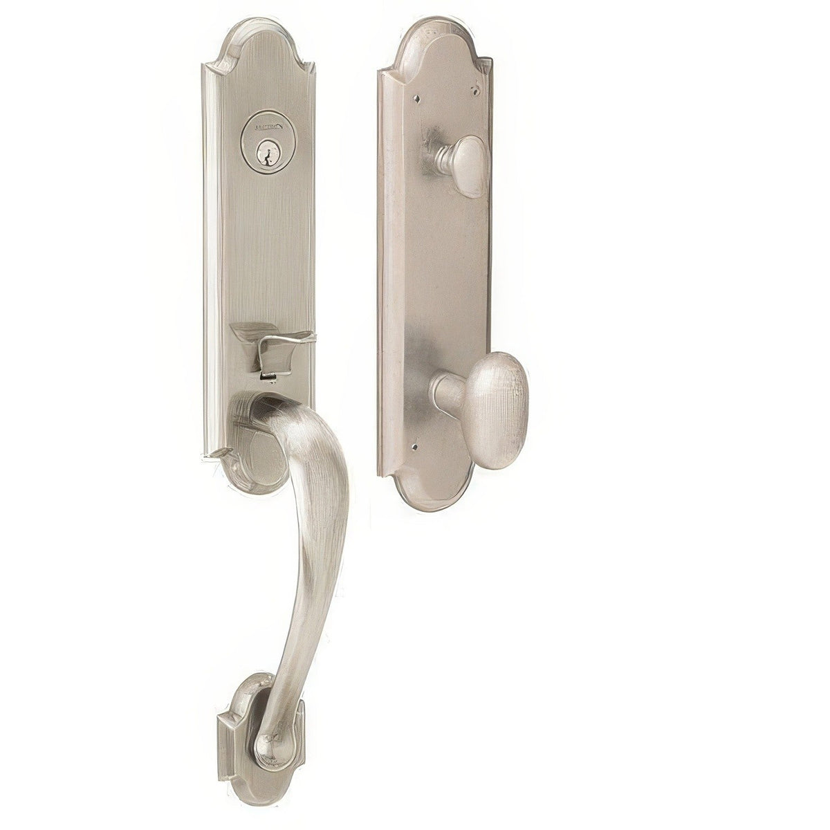 Boulder 3/4-Escutcheon Baldwin mortise door lock in Lifetime Satin Nickel