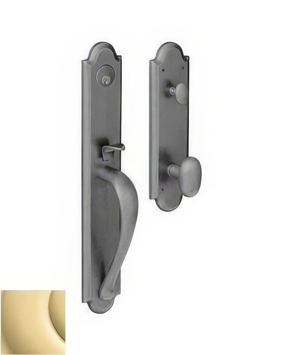 Boulder Full-Escutcheon Baldwin mortise door lock in Non-Lacquered Brass