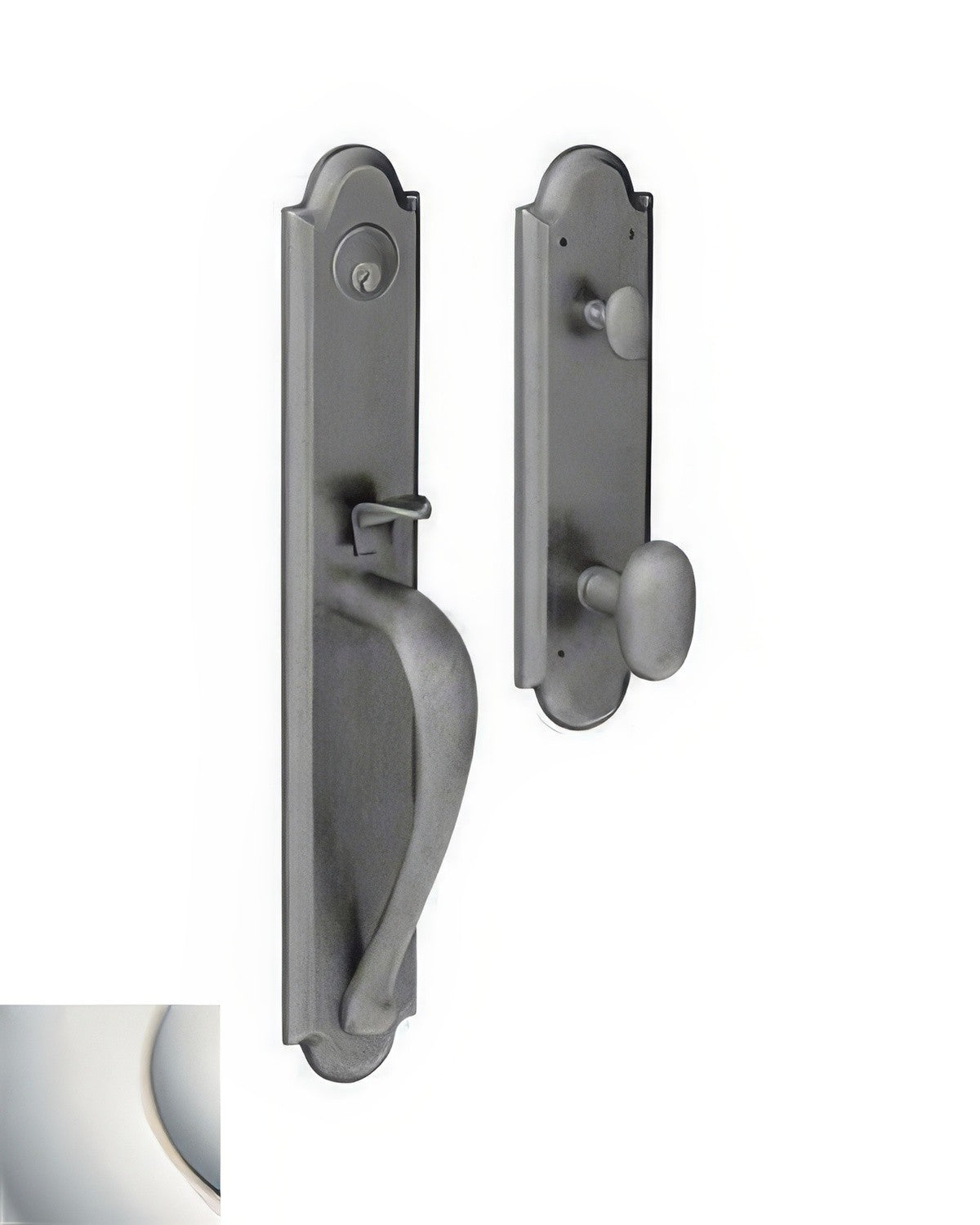 Boulder Full-Escutcheon Baldwin mortise door lock in Lifetime Polished Nickel