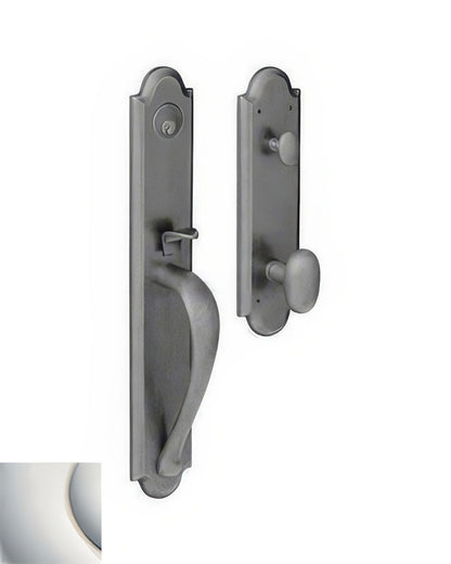 Boulder Full-Escutcheon Baldwin mortise door lock in Lifetime Polished Nickel