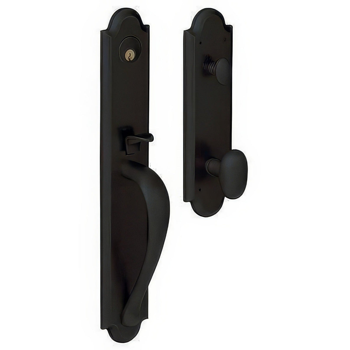 Boulder Full-Escutcheon Baldwin mortise door lock in Satin Black