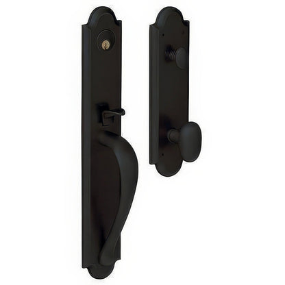 Boulder Full-Escutcheon Baldwin mortise door lock in Satin Black