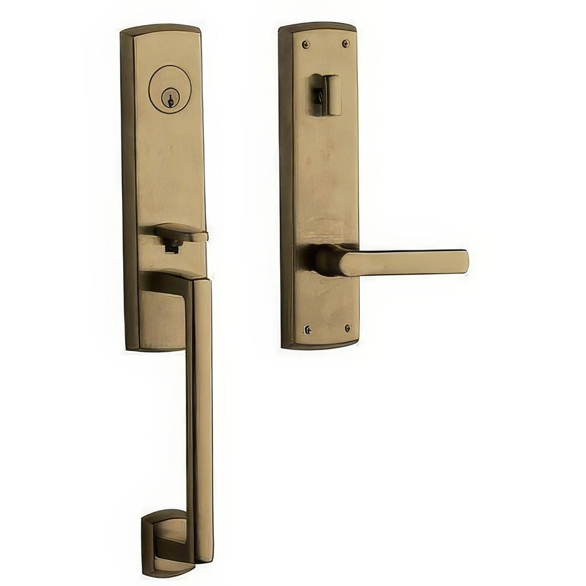Soho 3/4-Escutcheon Baldwin mortise door lock in Satin Brass and Black