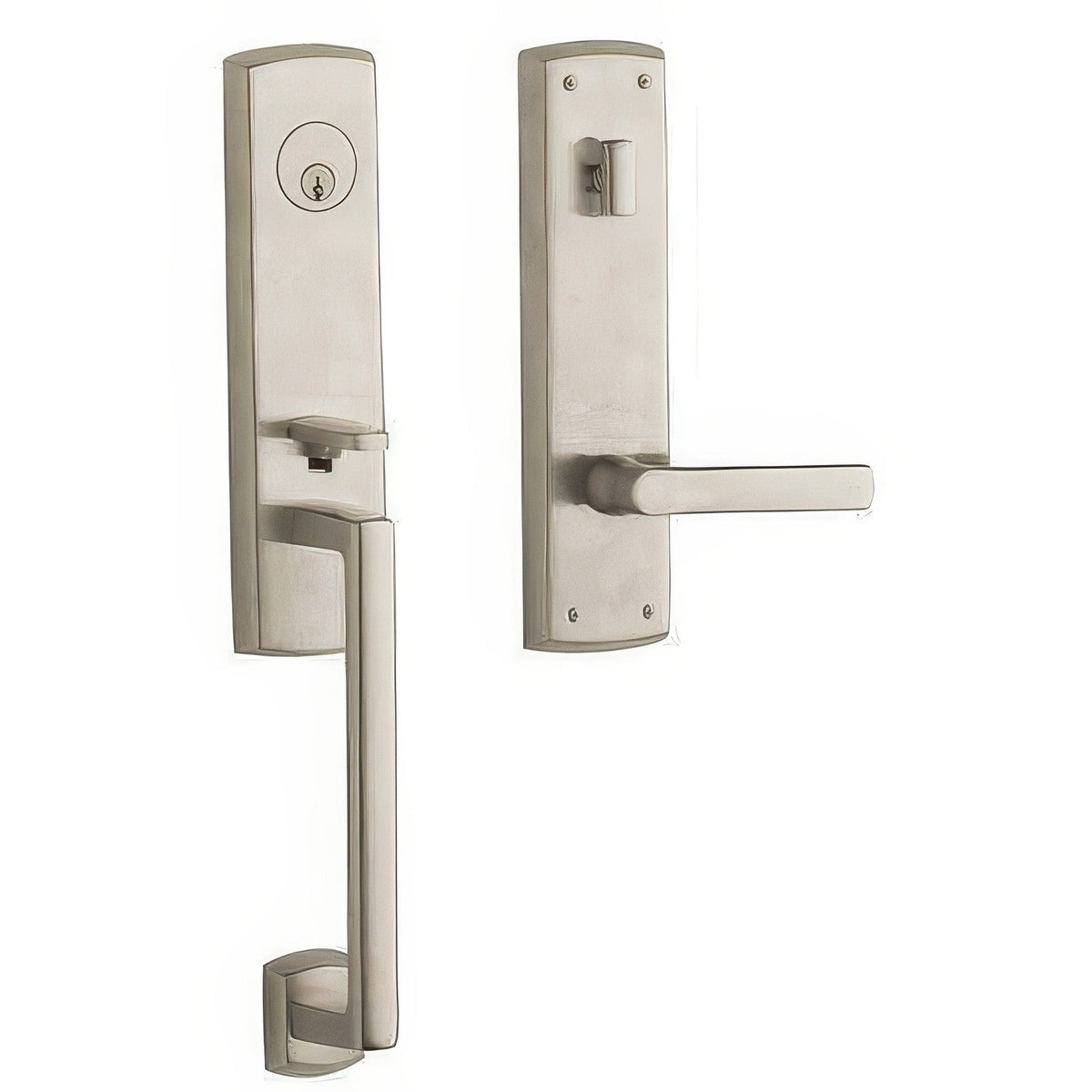 Soho 3/4-Escutcheon Baldwin mortise door lock in Lifetime Satin Nickel
