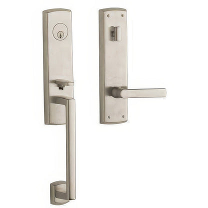 Soho 3/4-Escutcheon Baldwin mortise door lock in Lifetime Satin Nickel