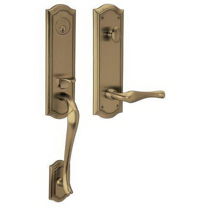 Bethpage Baldwin mortise door lock in Satin Brass and Black