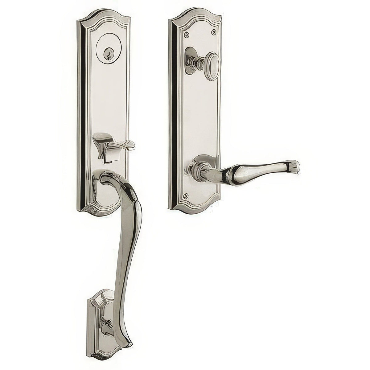 Bethpage Baldwin mortise door lock in Lifetime Polished Nickel