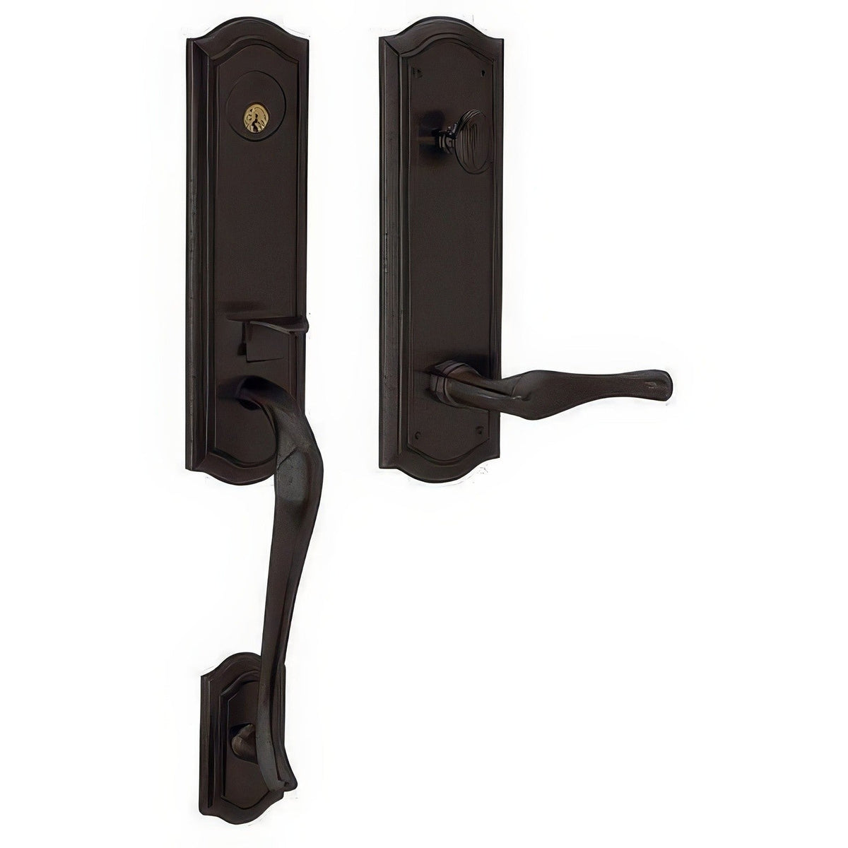 Bethpage Baldwin mortise door lock in Distressed Oil Rubbed Bronze