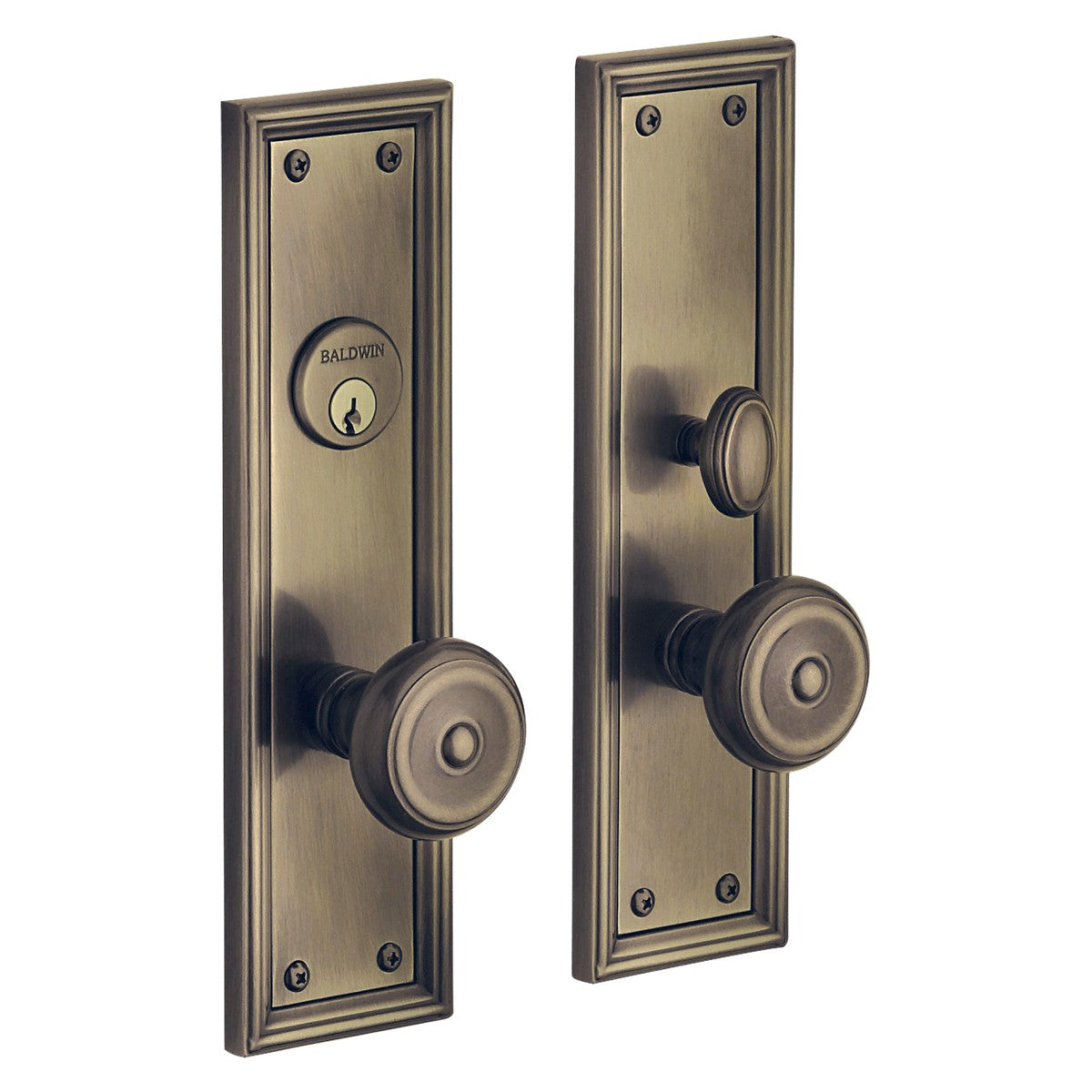 Nashville Baldwin mortise door lock in Satin Brass and Black