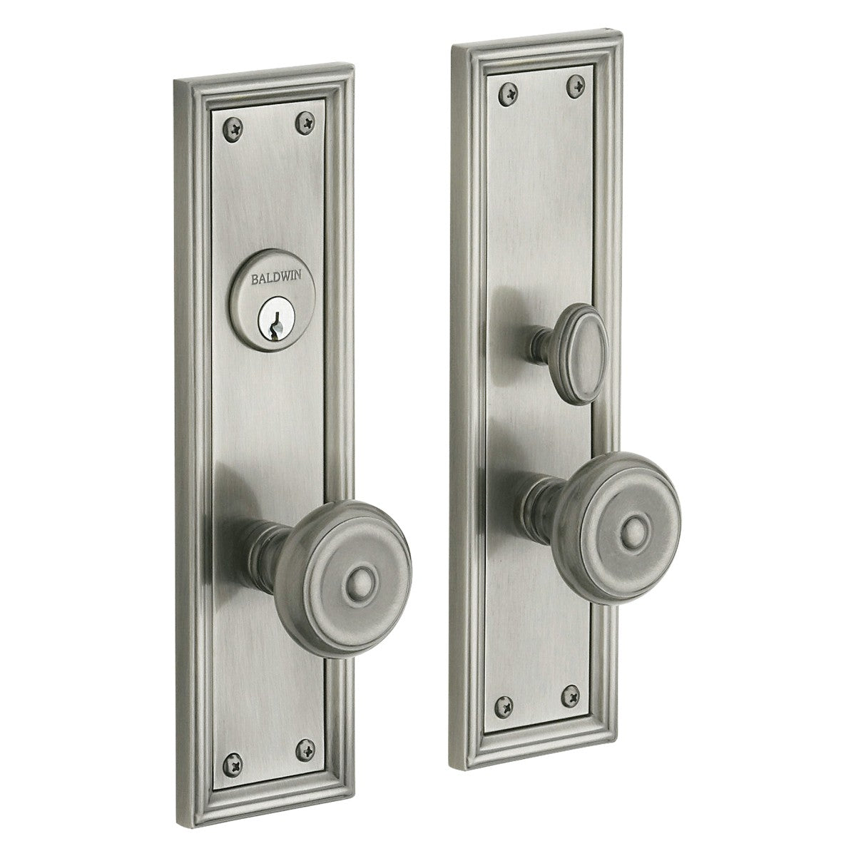Nashville Baldwin mortise door lock in Lifetime Satin Nickel