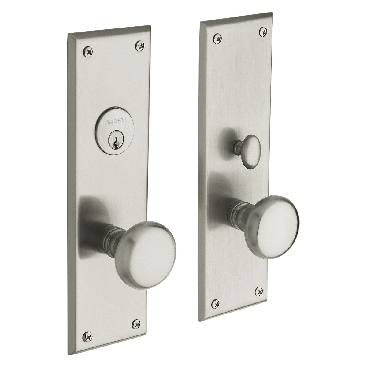 Baltimore Baldwin mortise door lock in Lifetime Satin Nickel
