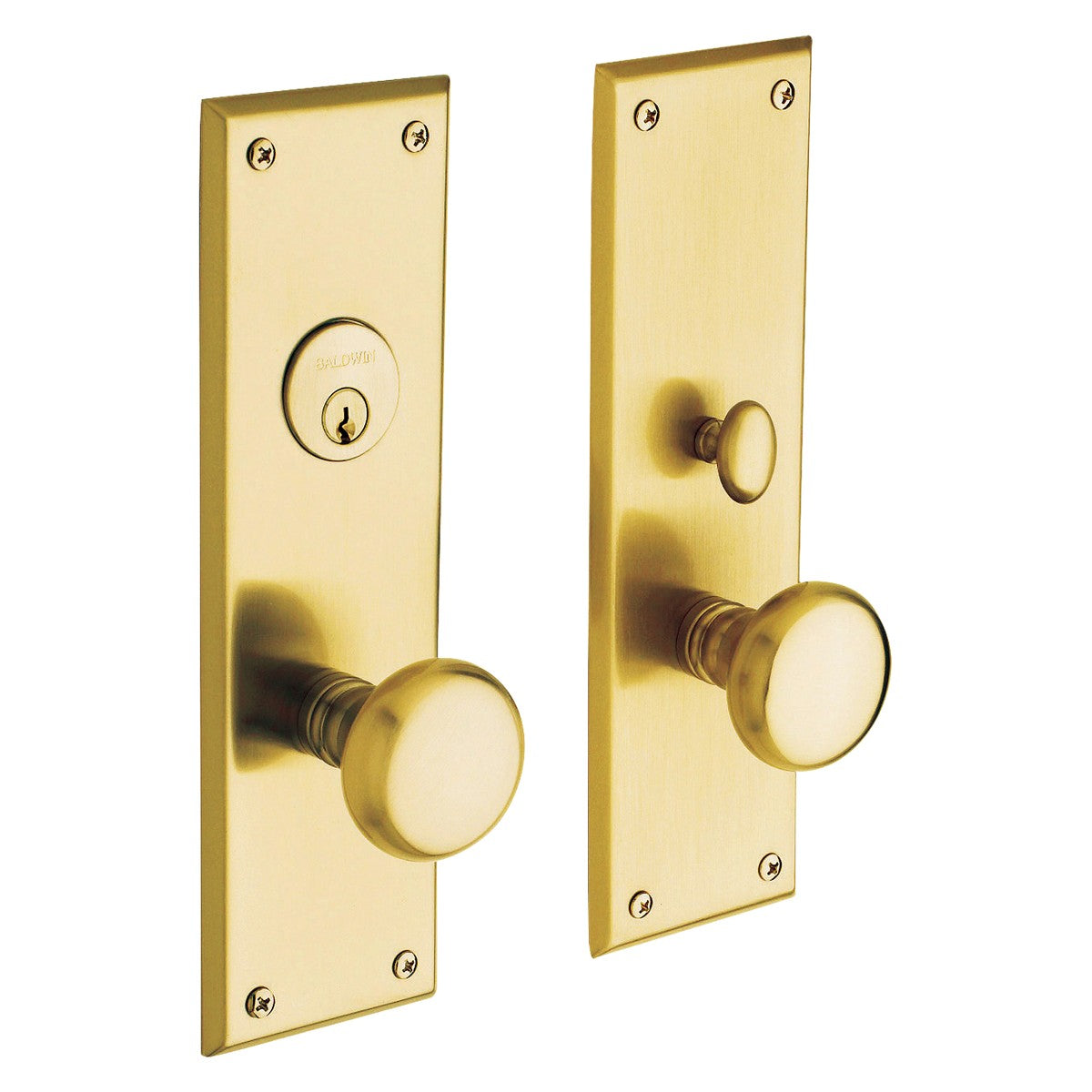 Baltimore Baldwin mortise door lock in Satin Brass and Brown