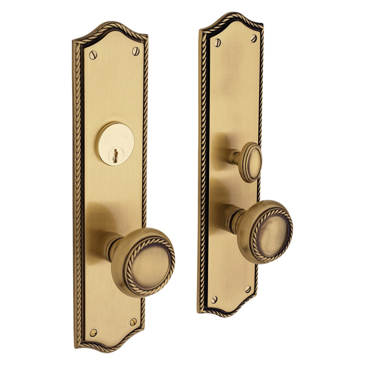 Barclay Baldwin mortise door lock in Satin Brass and Brown