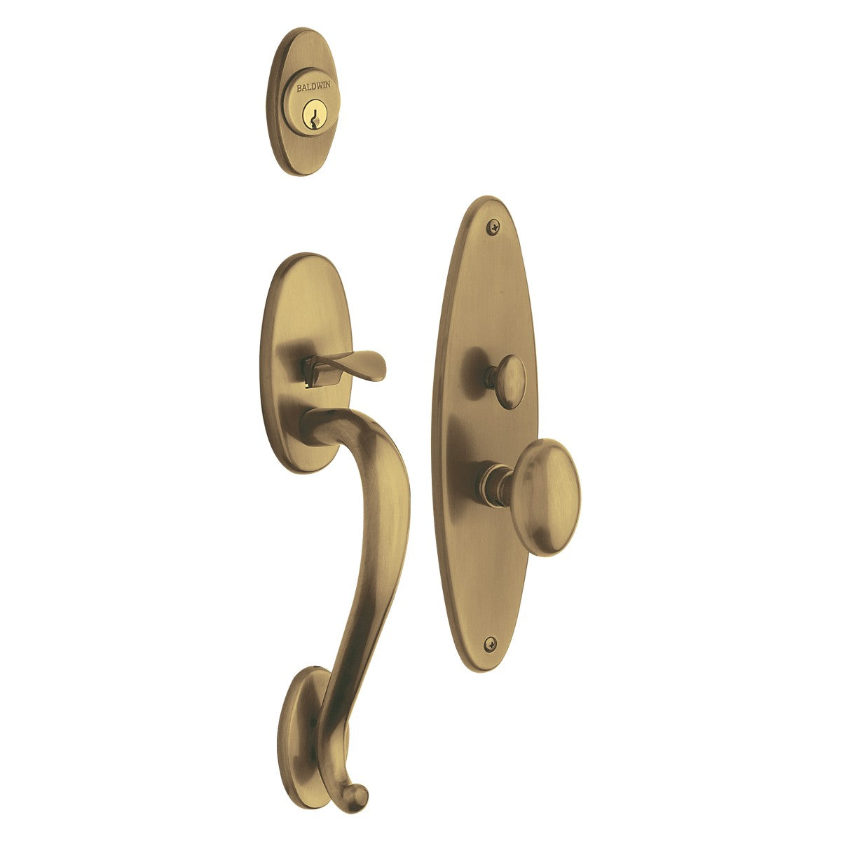 Lexington Baldwin mortise door lock in Satin Brass and Brown