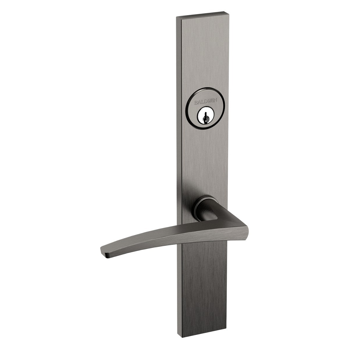 Santa Monica Baldwin mortise door lock in Lifetime Graphite Nickel