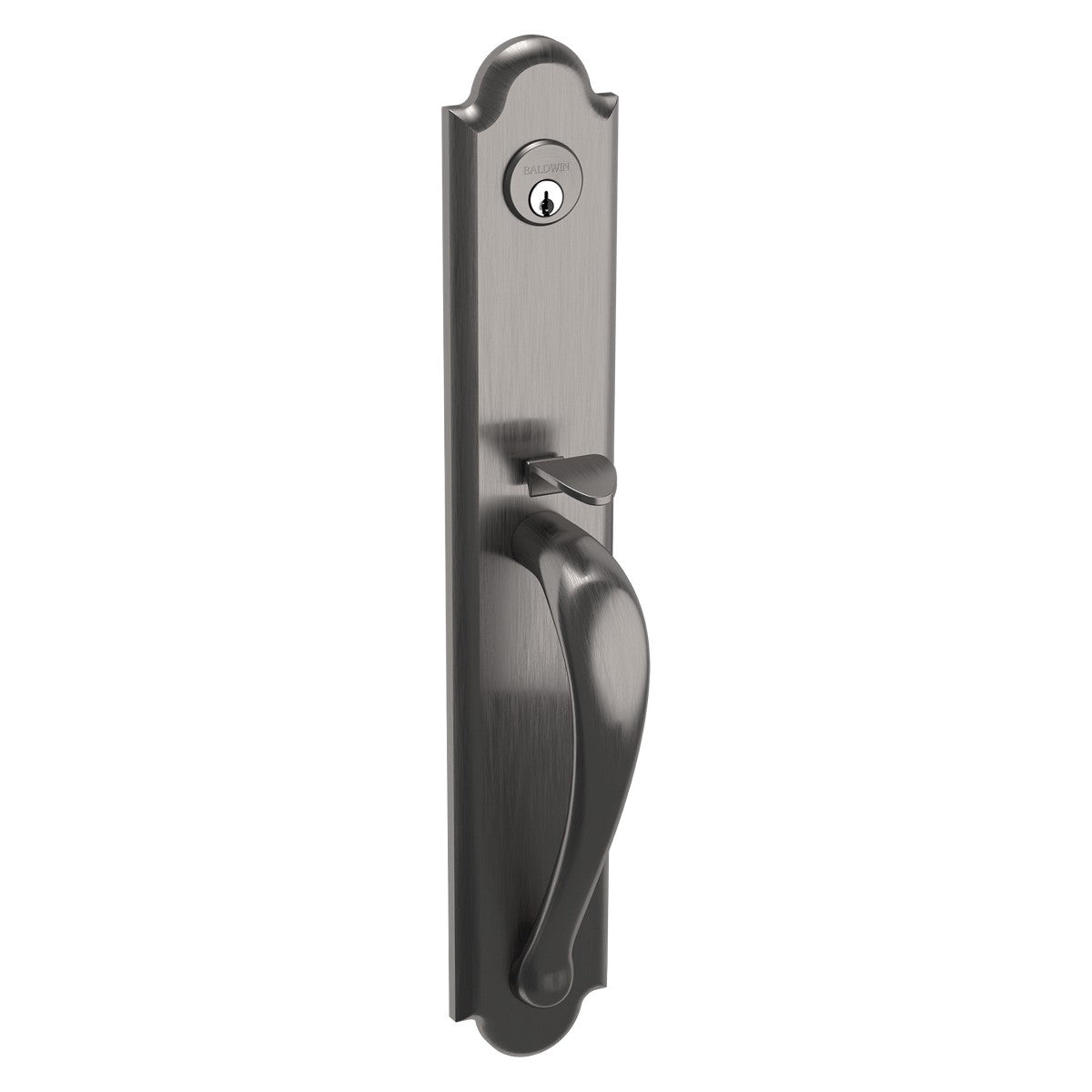 Boulder Full-Escutcheon Baldwin mortise door lock in Lifetime Graphite Nickel