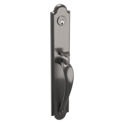Boulder Full-Escutcheon Baldwin mortise door lock in Lifetime Graphite Nickel