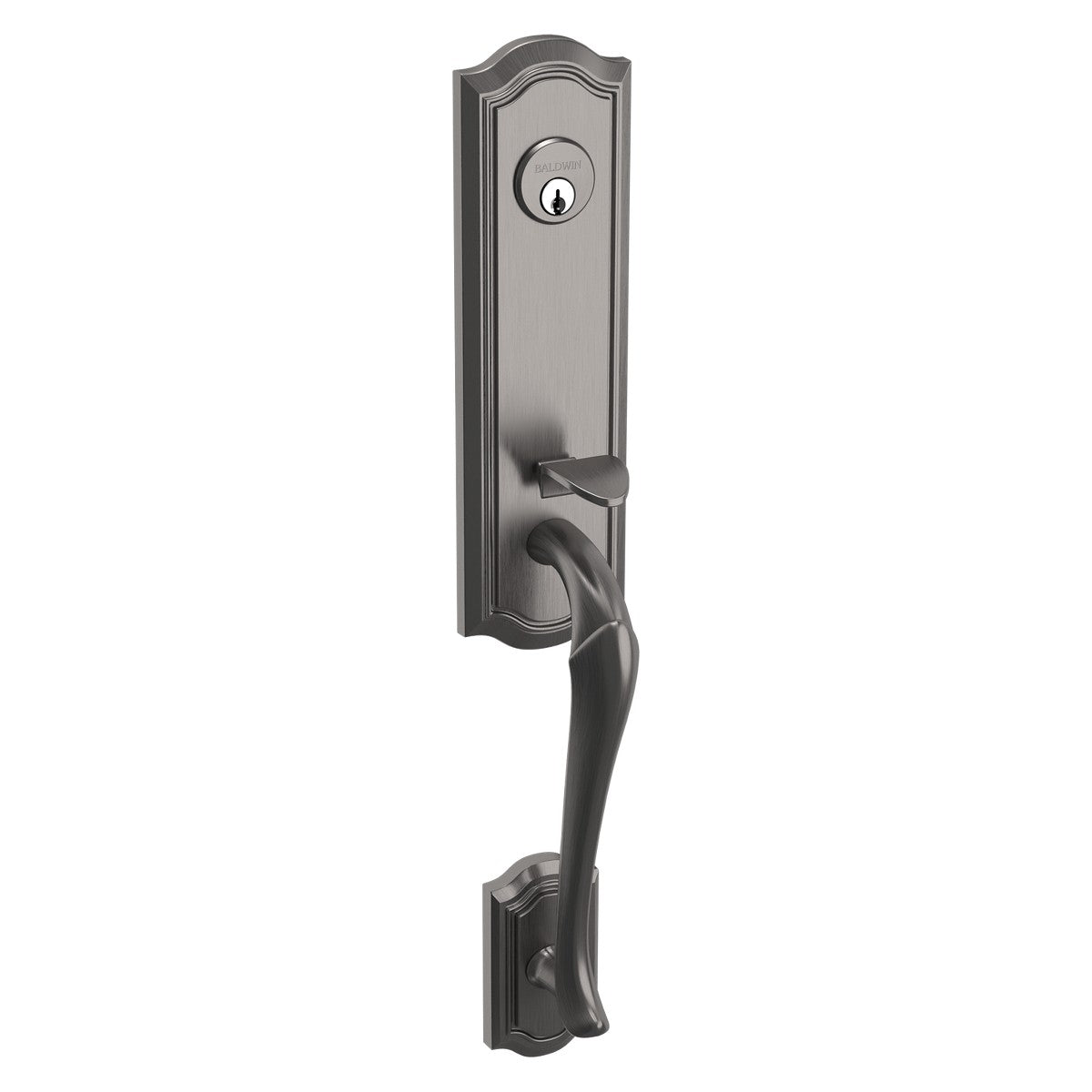 Bethpage Baldwin mortise door lock in Lifetime Graphite Nickel