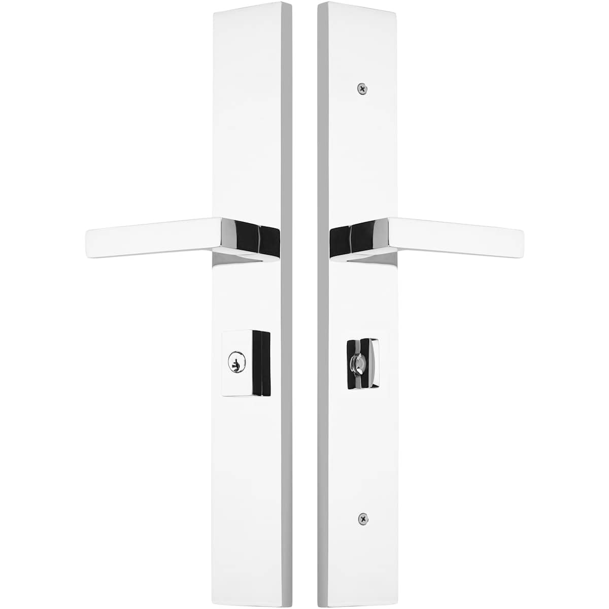 Emtek Modern Rectangular Multi Point Trim – Keyed Entry – Unlacquered Brass