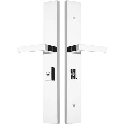 Emtek Modern Rectangular Multi Point Trim – Keyed Entry – Unlacquered Brass
