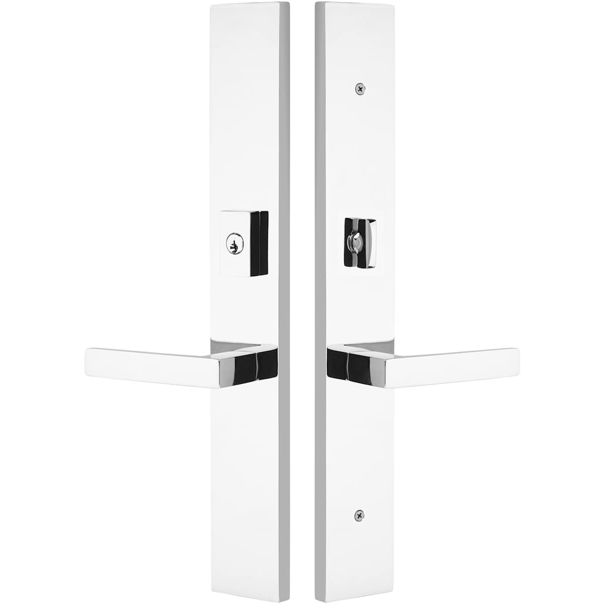 Emtek Modern Rectangular Multi Point Trim – Keyed Entry – Unlacquered Brass