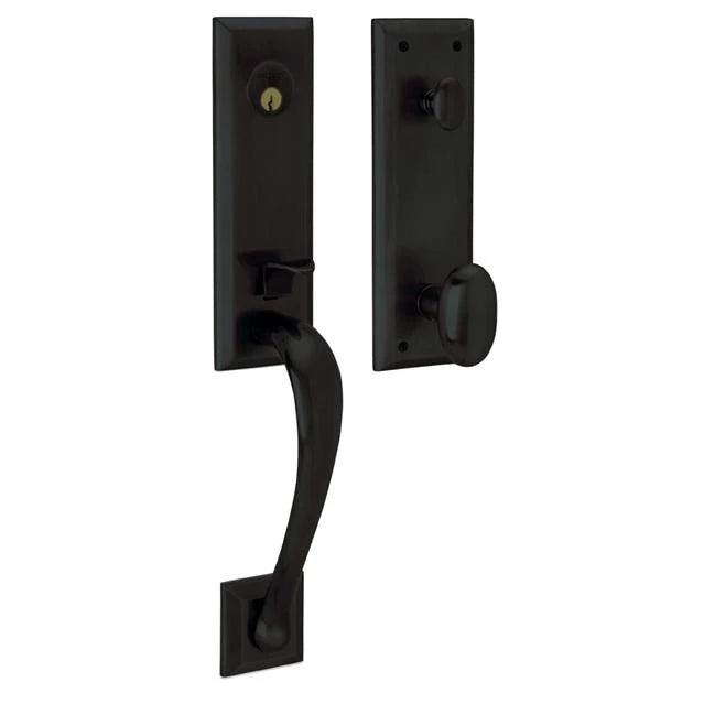 Handleset with Oval Knob - 050 - Satin Brass & Black