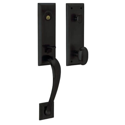 Handleset with Oval Knob - 050 - Satin Brass & Black