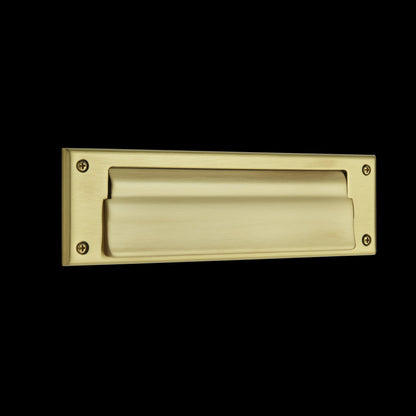 Letter Box Plate with Liner Insert - 060 - Satin Brass - Brown